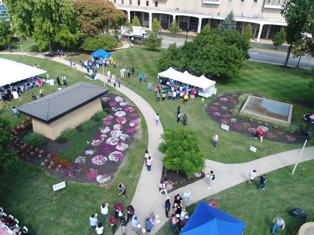 BJC medical student graduation party outside drone photography